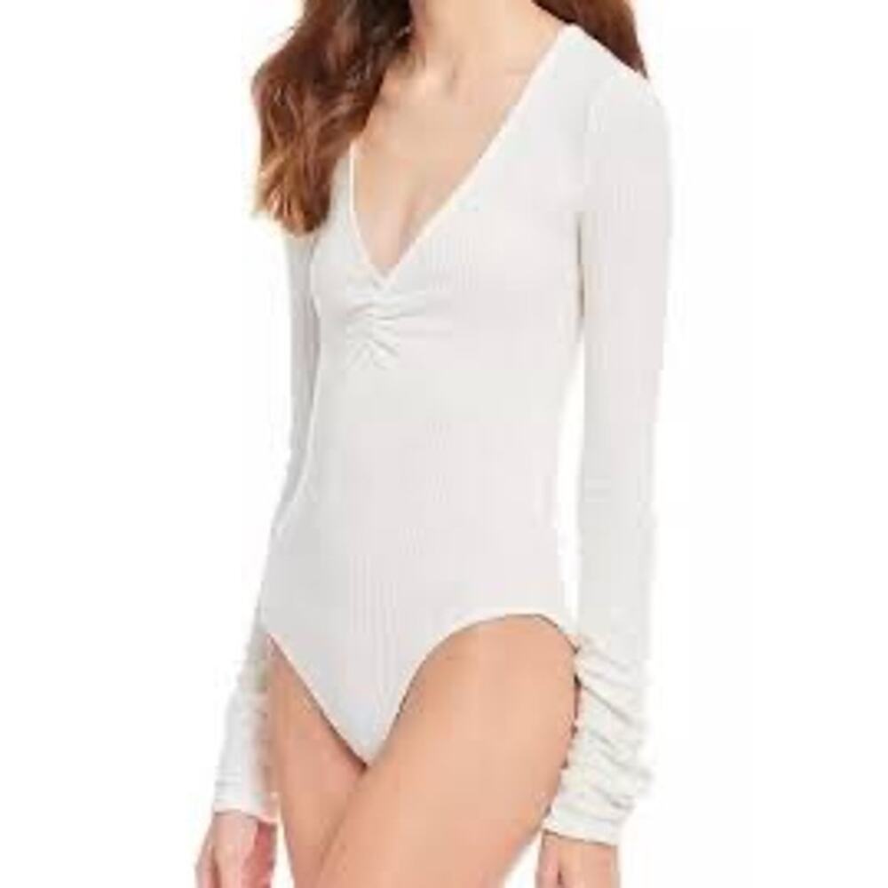 FREE PEOPLE ruched front and long sleeve bodysuit-M